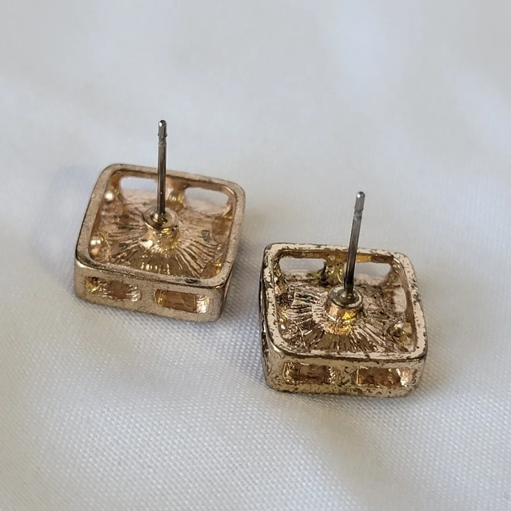 Square Stud Simulated Gemstone Earrings